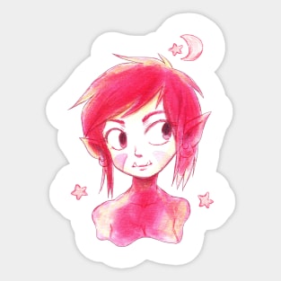 Watercolor Red Elf Girl Sticker